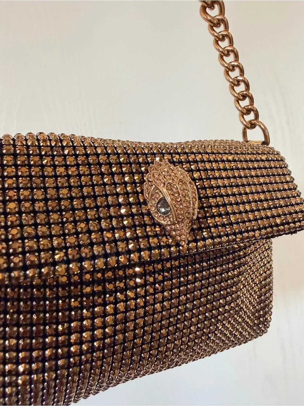 Kurt Geiger London Gold Crystal Small Party Shoulder Bag